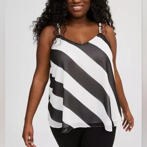 Torrid Sophie Swing Cami In Black And White Stripe, Size 0X